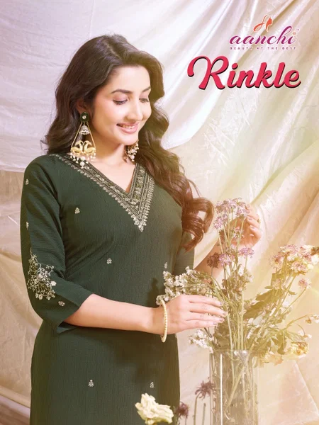 Rinkle By Aanchi Fancy Embroidery Long Kurti Suppliers In India
